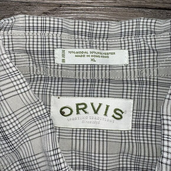 Orvis Shirt Mens‎ Size XL Casual Button Up Short Sleeve Checkered Black Grey - Picture 6 of 8
